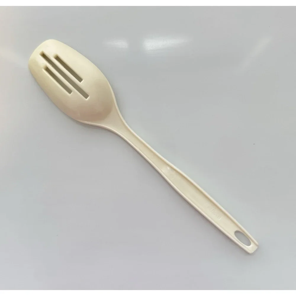 FOLEY Nylon Slotted Serving Spoon Ivory Cream Kitchen Utensil 11 Inches Vintage